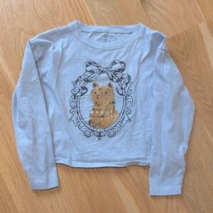 Crewcuts Cat Print Long Sleeve Shirt Girls size 6/7